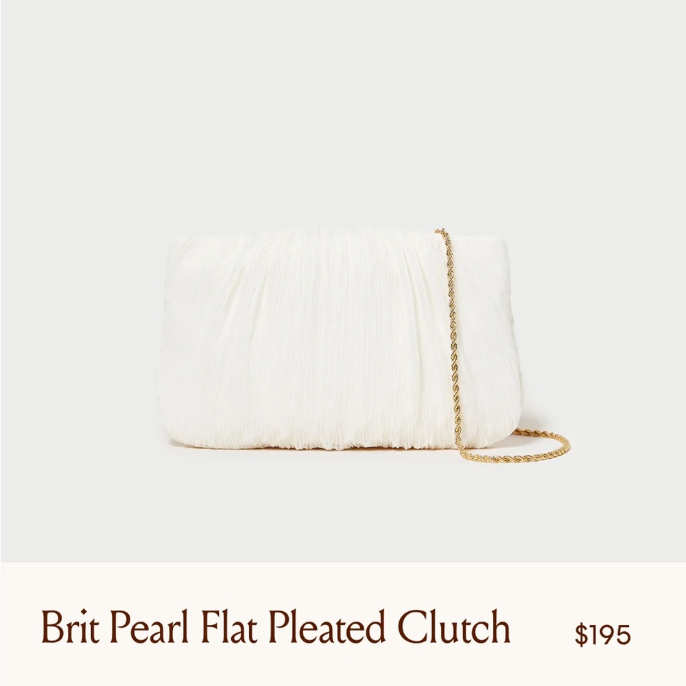 **SOLD** Loeffler Randal Brit Pearl Flat Pleated Clutch